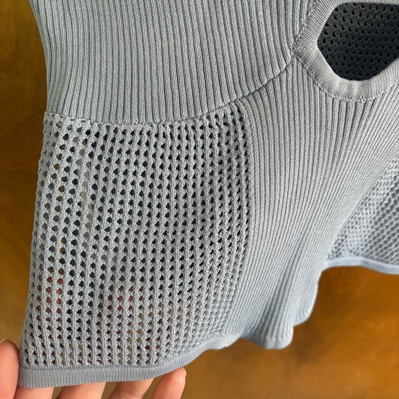 Sovere Blue Intrepid Open Knit Crop Top Revolve Keyhole Crochet NWT Large Sheer - Picture 9 of 16